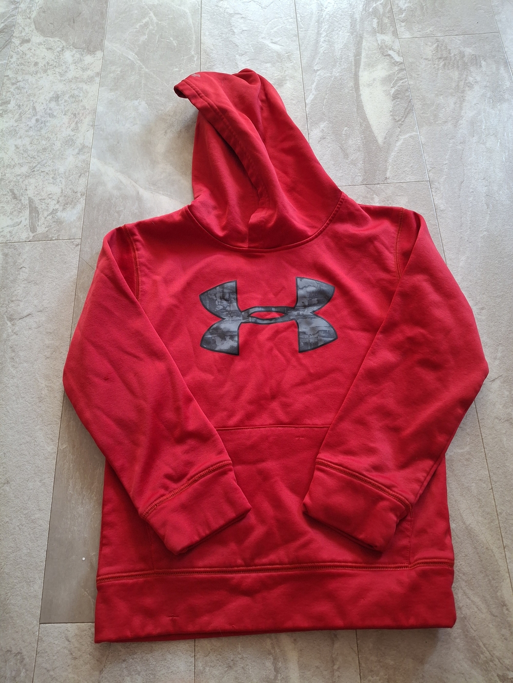 Under Armour Kids Red Hoodie with Gray Camo Logo